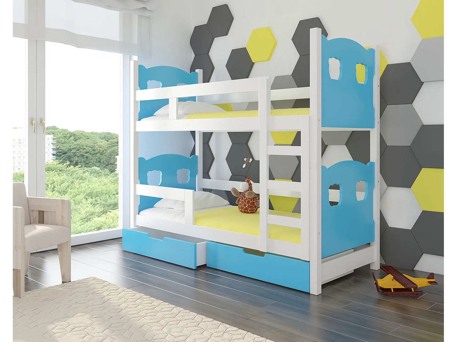 HOCHBETT Maraba Kiefer weiß / blau 81 / 188 / 160cm