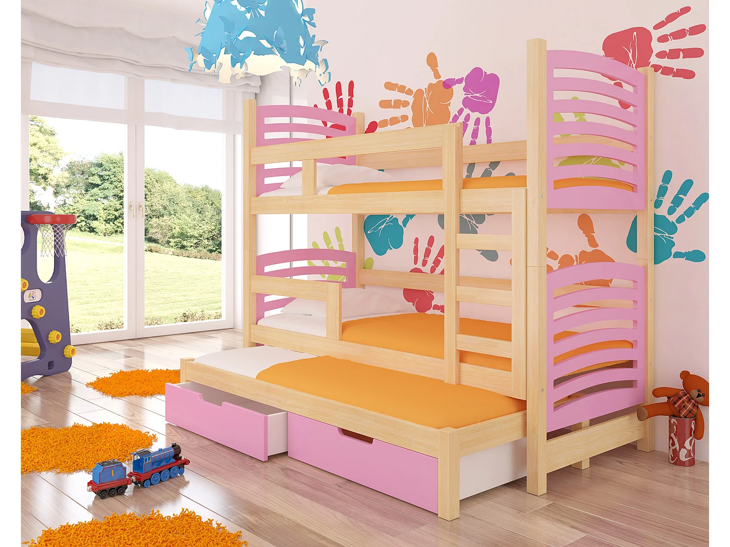 HOCHBETT Soria Kiefer Natur / rosa 81 / 188 / 160cm