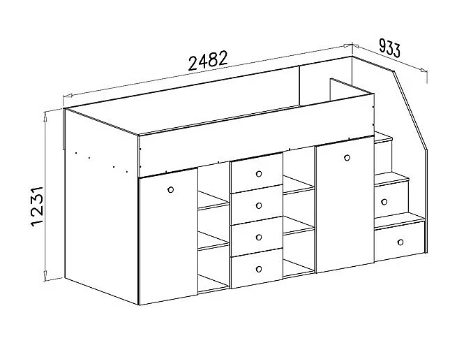HOCHBETT Smart Artisan Eiche / schwarz 93 / 248 / 123cm