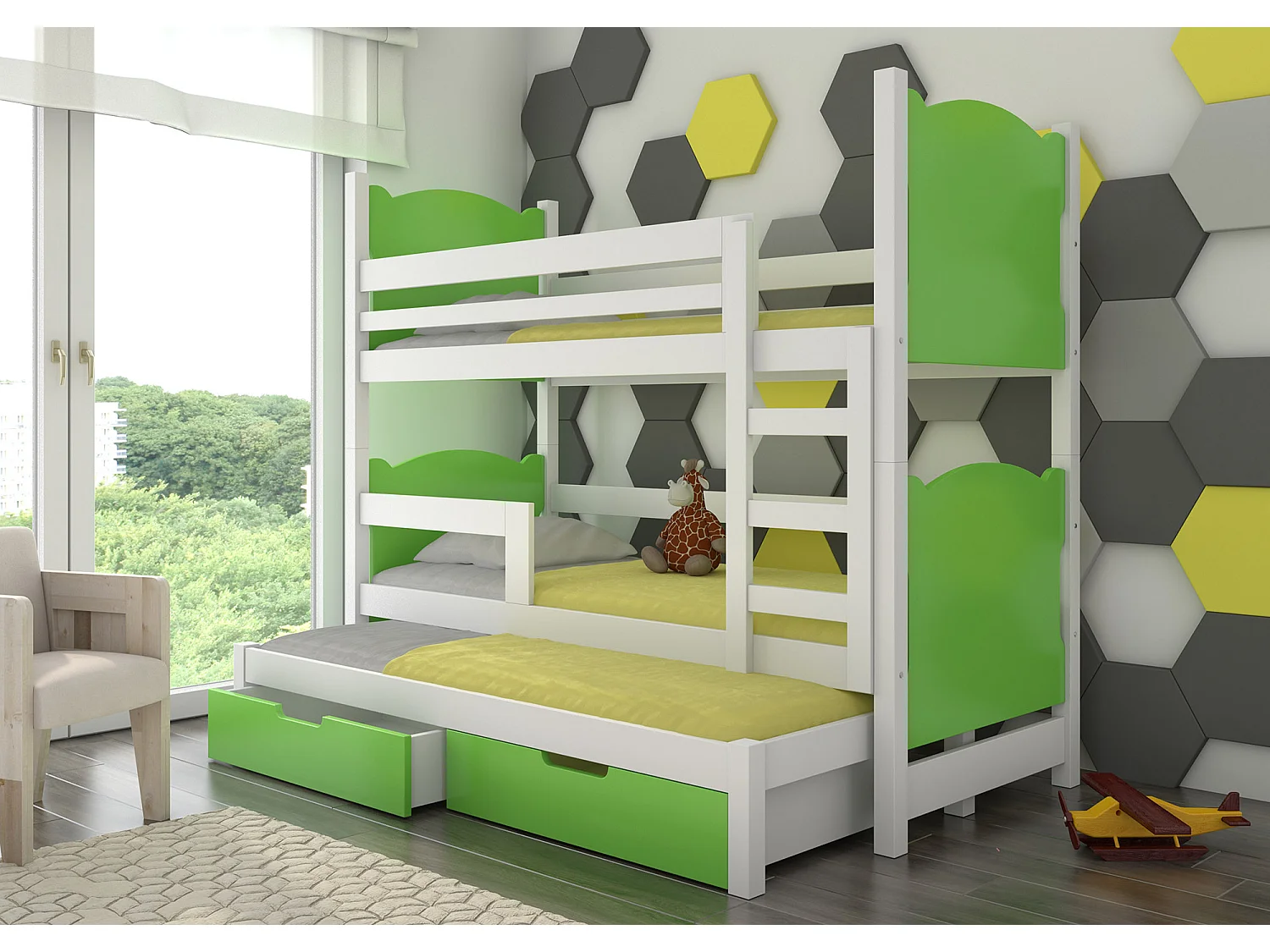 HOCHBETT Leticia Kiefer weiß / grün 81 / 188 / 160cm