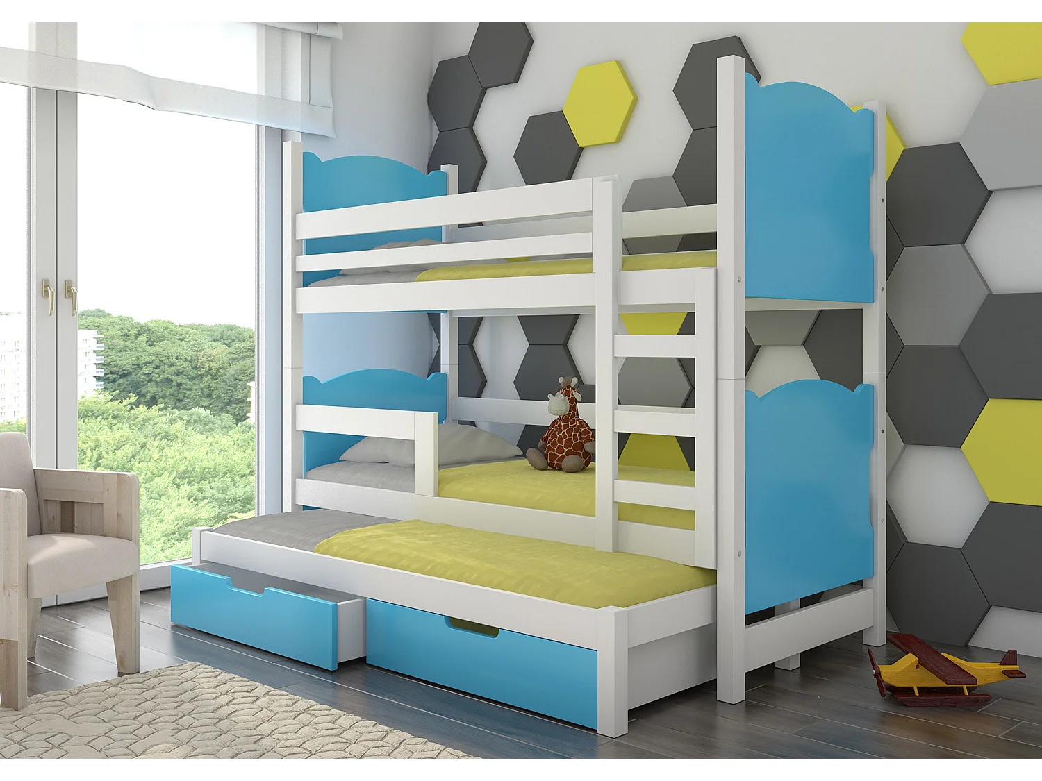 HOCHBETT Leticia Kiefer weiß / blau 81 / 188 / 160cm