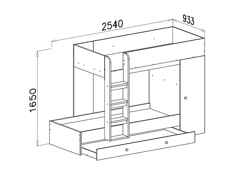 HOCHBETT Smart Artisan Eiche / schwarz 93 / 254 / 165 cm Leiter links