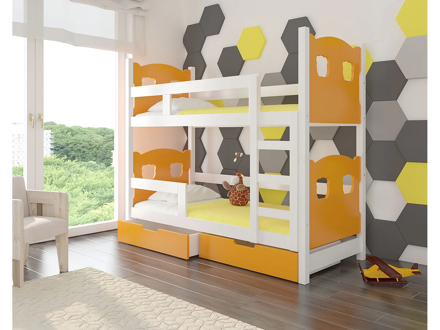 HOCHBETT Maraba Kiefer weiß / orange 81 / 188 / 160cm