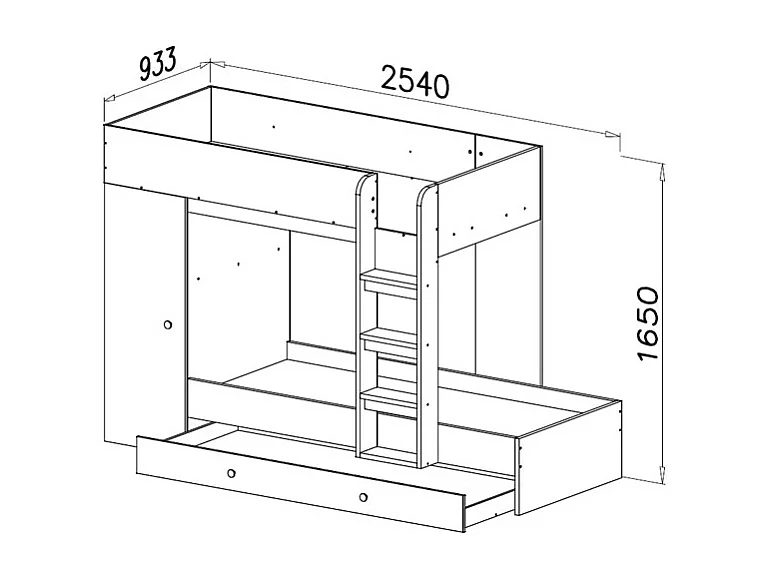 HOCHBETT Smart Artisan Eiche / weiß 93 / 254 / 165cm Leiter rechts