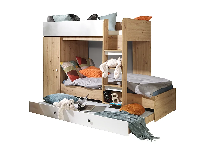 HOCHBETT Smart Artisan Eiche / weiß 93 / 254 / 165cm Leiter rechts