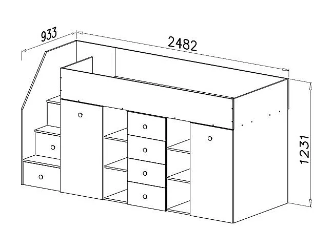 HOCHBETT Smart Artisan Eiche / weiß 93 / 248 / 123cm