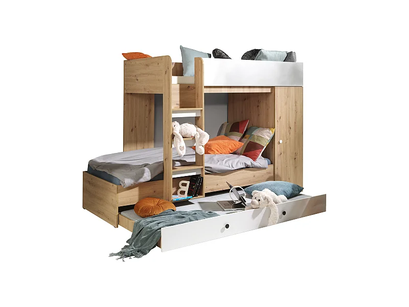 HOCHBETT Smart Artisan Eiche / weiß 93 / 254 / 165cm Leiter links