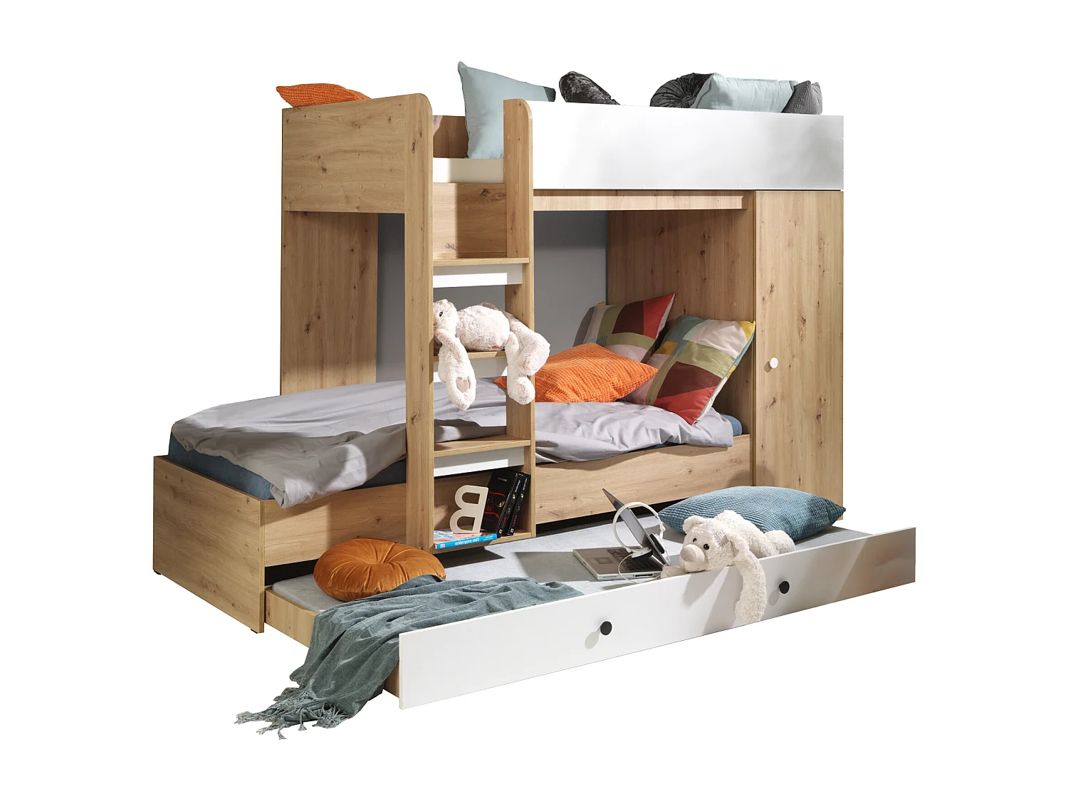 HOCHBETT Smart Artisan Eiche / weiß 93 / 254 / 165cm Leiter links