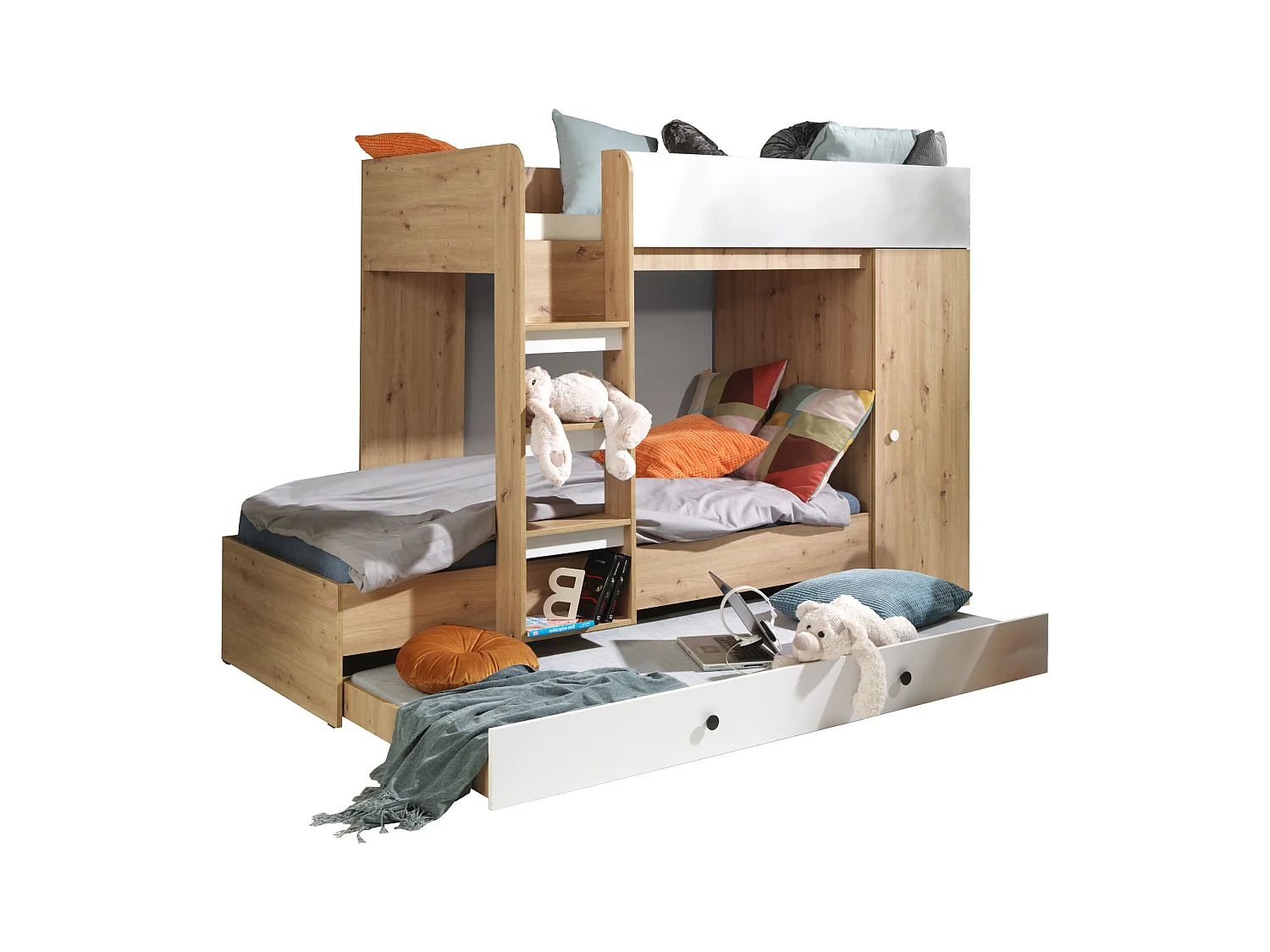 HOCHBETT Smart Artisan Eiche / weiß 93 / 254 / 165cm Leiter links