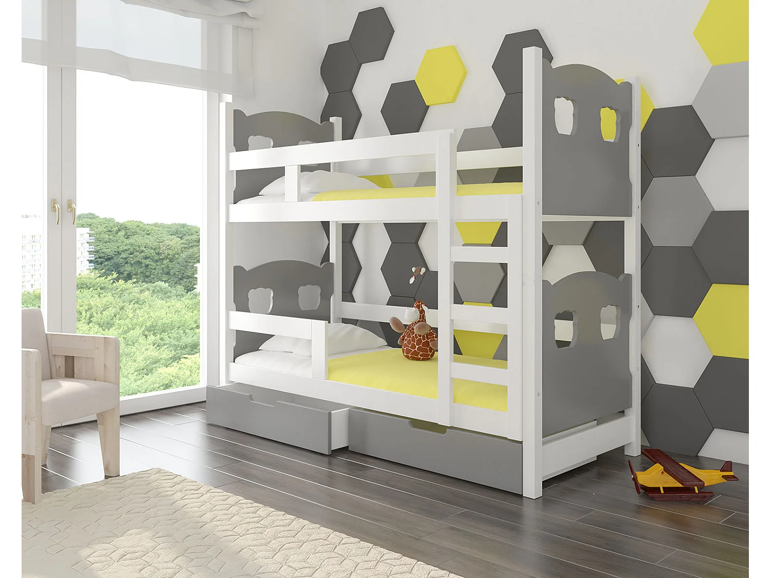 HOCHBETT Maraba Kiefer weiß / grau 81 / 188 / 160cm