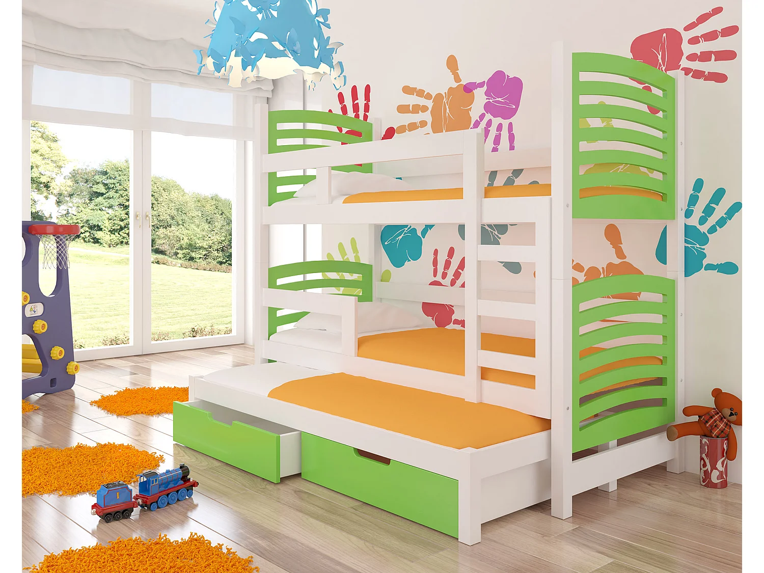 HOCHBETT Soria Kiefer weiß / grün 81 / 188 / 160cm