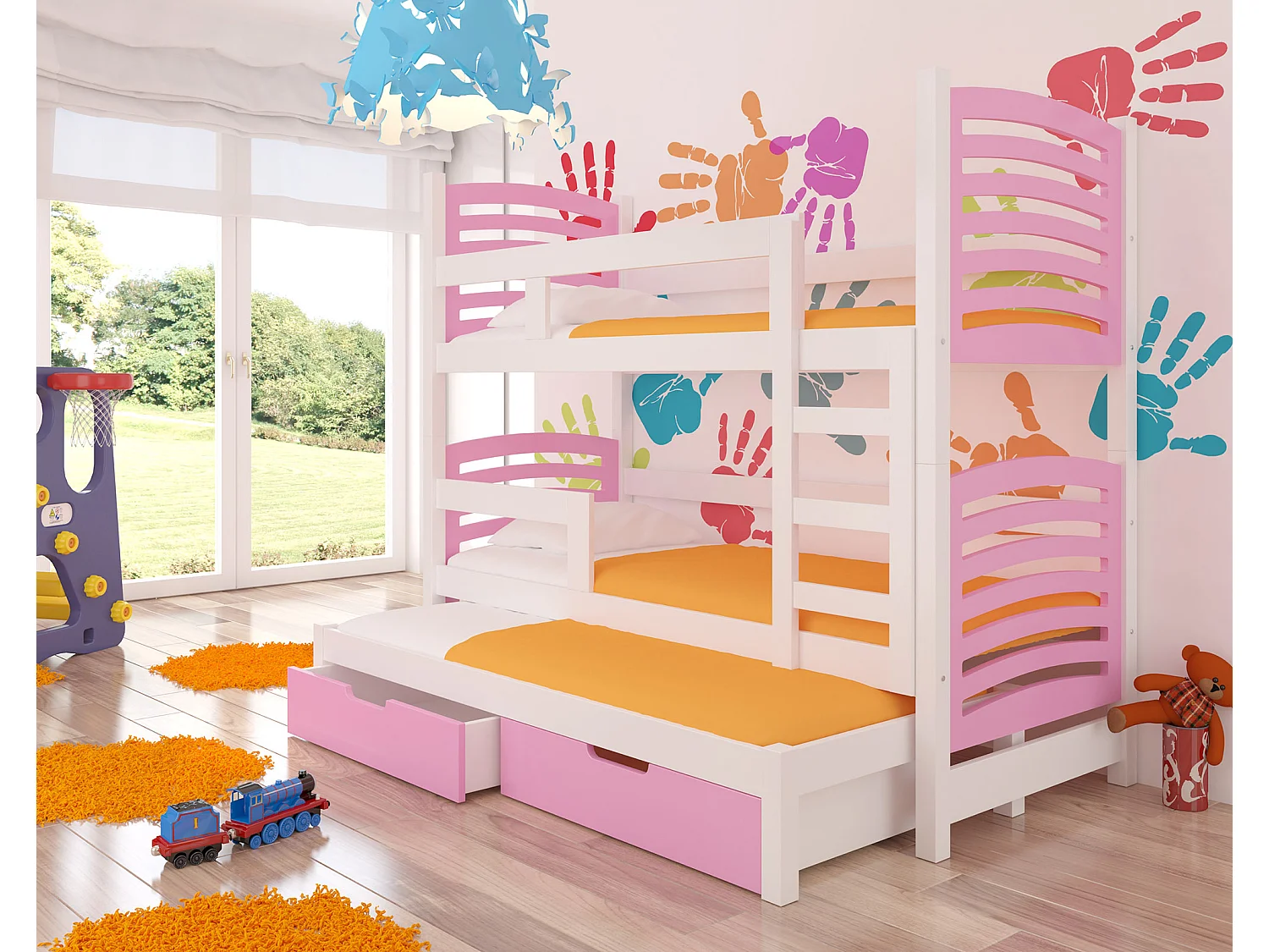 HOCHBETT Soria Kiefer weiß / rosa 81 / 188 / 160cm