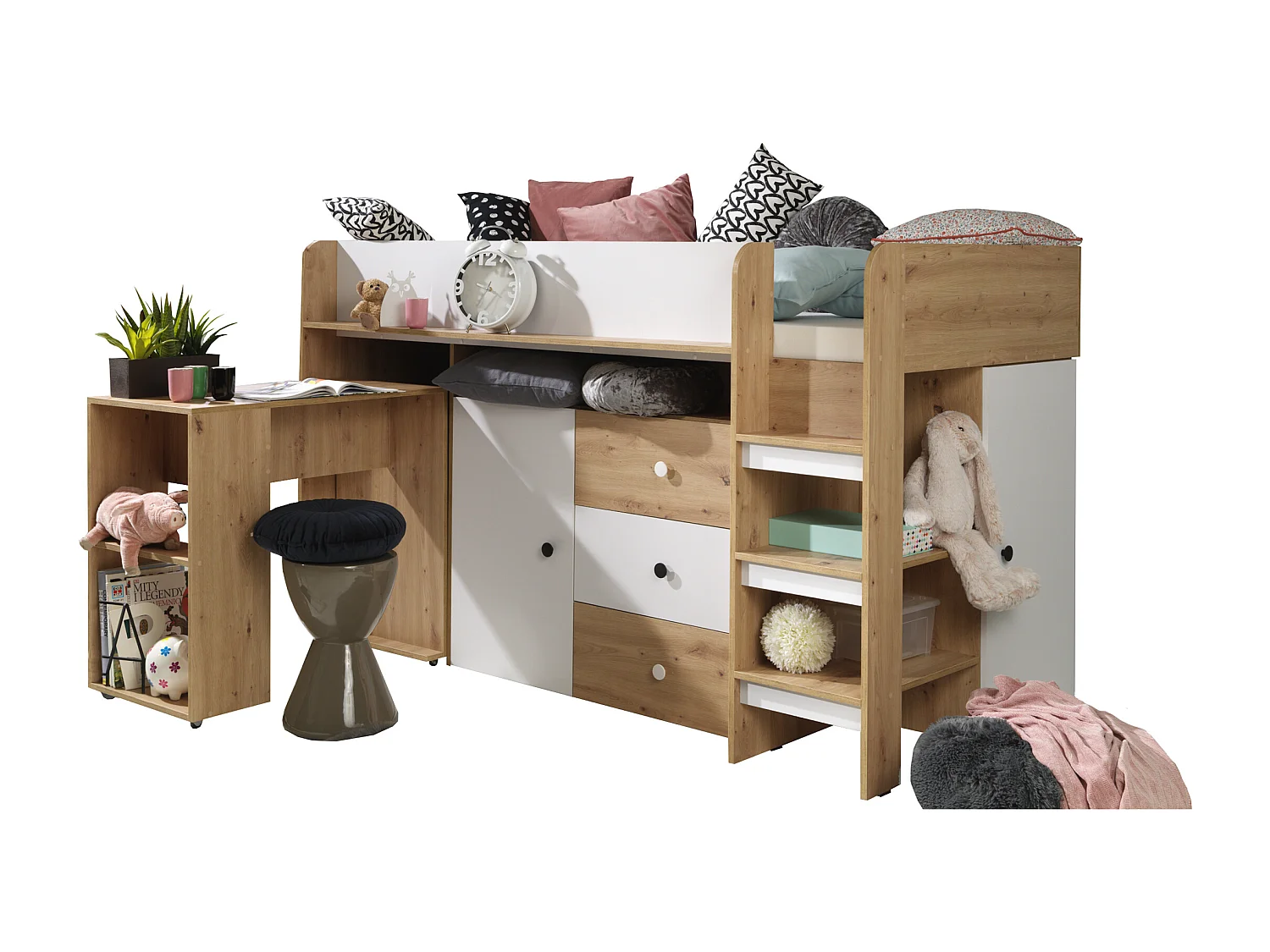 HOCHBETT Smart Artisan Eiche / weiß 106 / 203 / 125cm