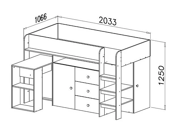 HOCHBETT Smart Artisan Eiche / weiß 106 / 203 / 125cm
