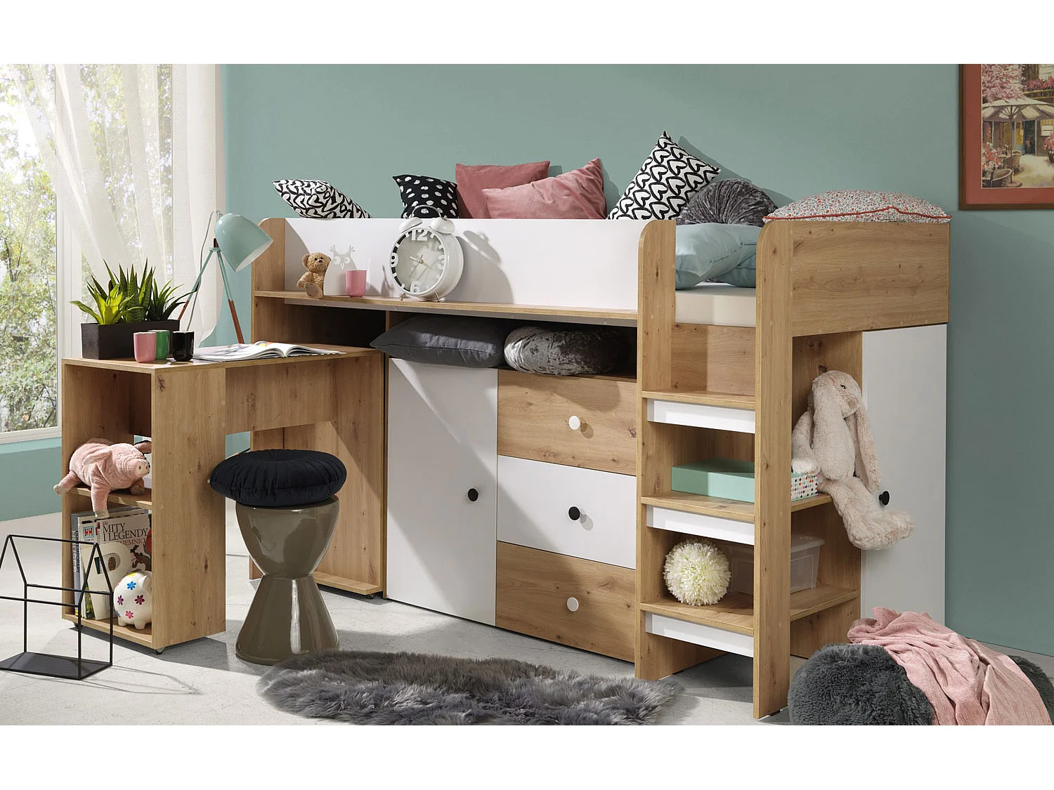 HOCHBETT Smart Artisan Eiche / weiß 106 / 203 / 125cm