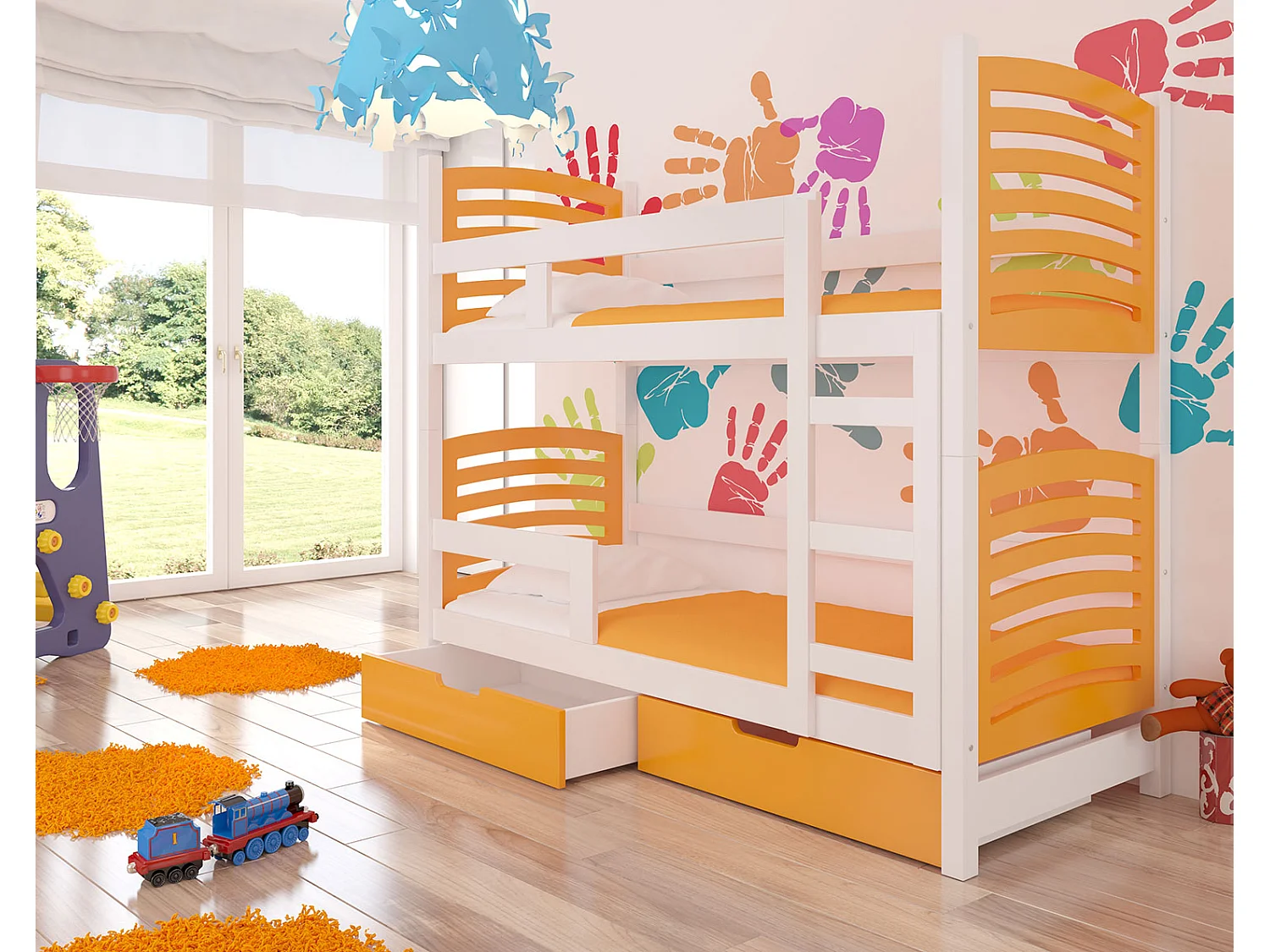HOCHBETT Osuna Kiefer weiß / orange 81 / 188 / 169cm