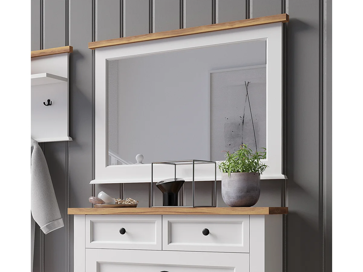 SPIEGEL Galineo weiß / Eiche Natur 97,5 / 4,5 / 73cm