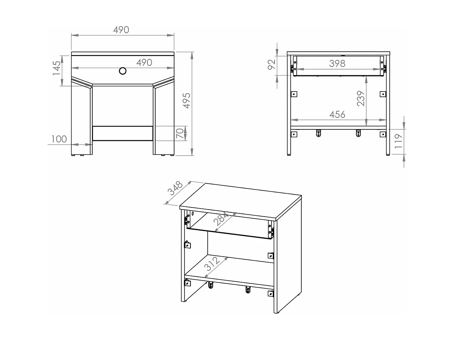 JUGENZIMMER-SET Terni silbergrau 4lteilig