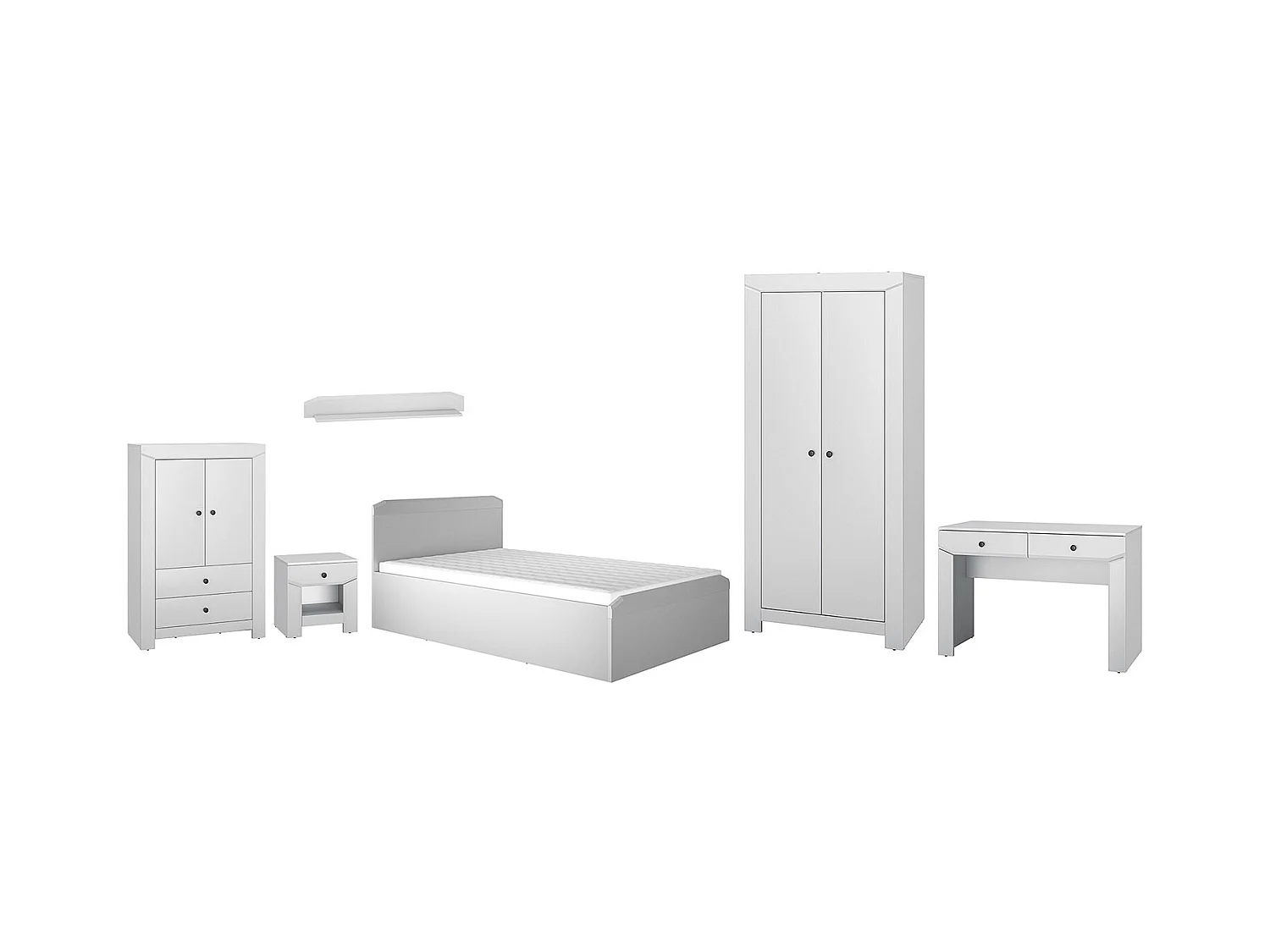 JUGENDZIMMER-SET Terni silbergrau 6-teilig