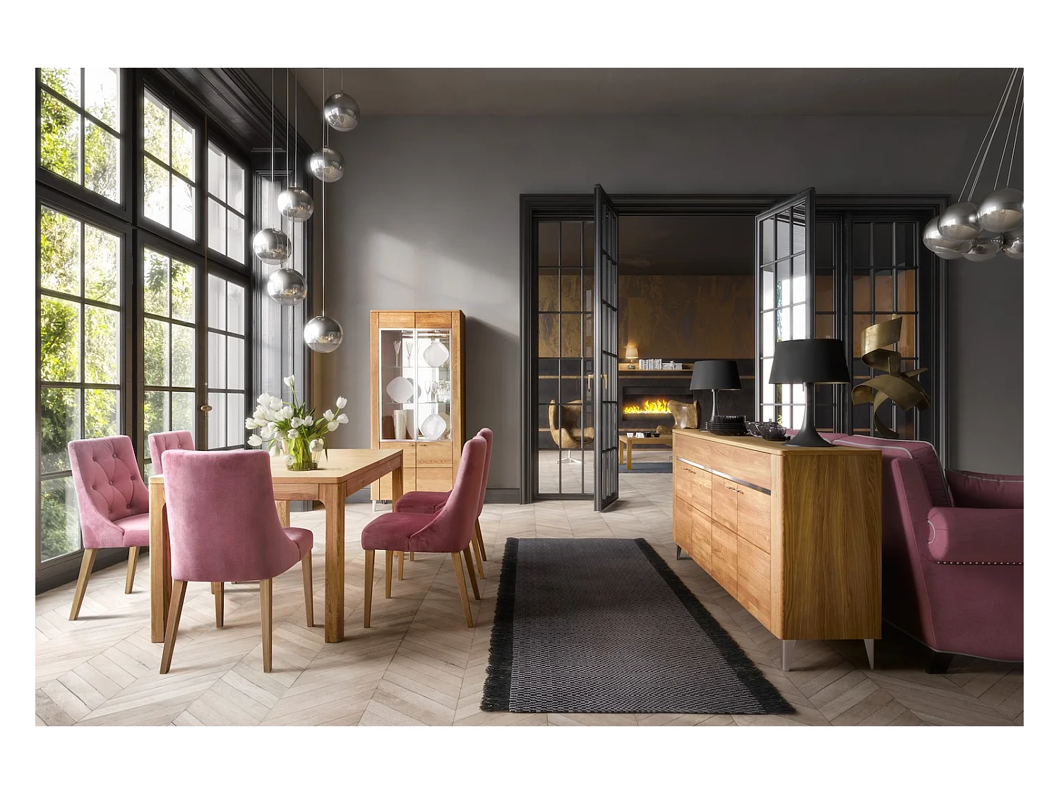 ESSZIMMER-SET Latina Honig Eiche 3-Teilig