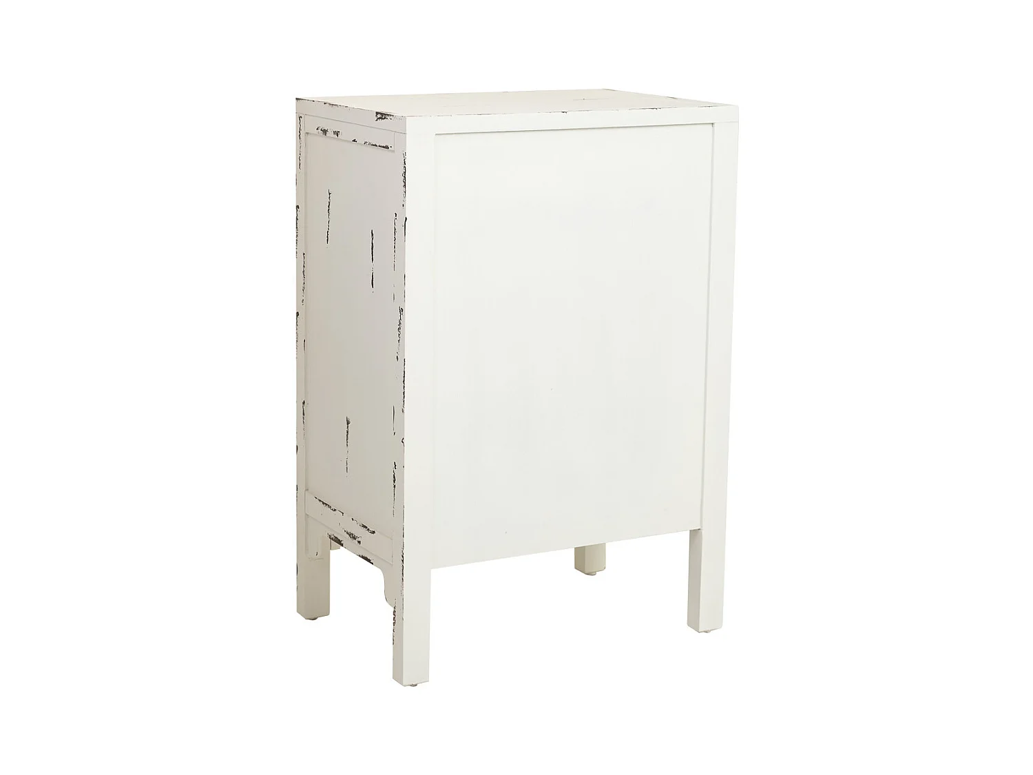 Mesinha de madeira lacada branca com 1 gaveta e 2 portas 48x32x70h cm