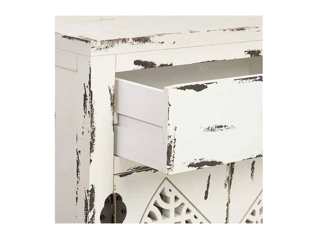 Mesinha de madeira lacada branca com 1 gaveta e 2 portas 48x32x70h cm