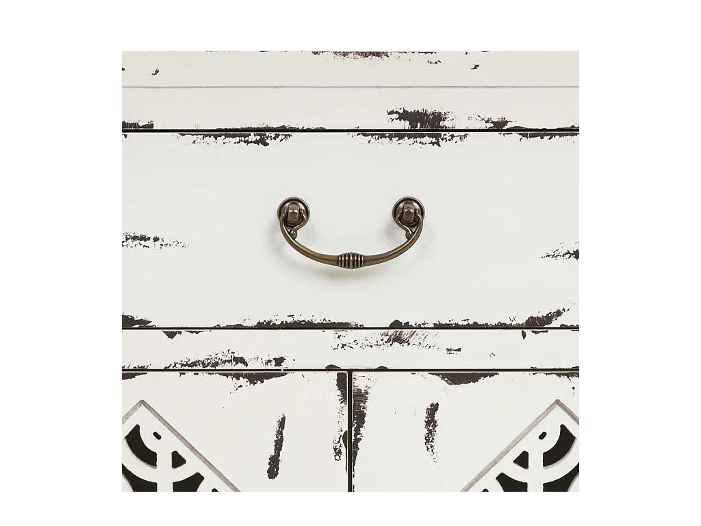 Mesinha de madeira lacada branca com 1 gaveta e 2 portas 48x32x70h cm