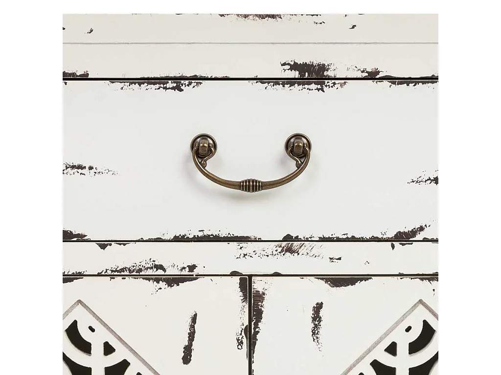 Tavolino in legno laccato bianco con 1 cassetto e 2 porte 48x32x70h cm