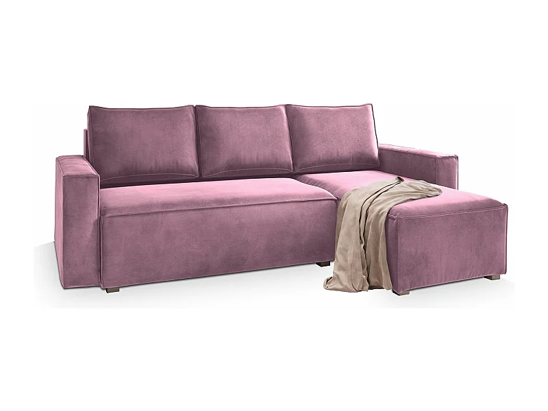 Canapé d'angle SILES Parme en velours avec fonction de couchage