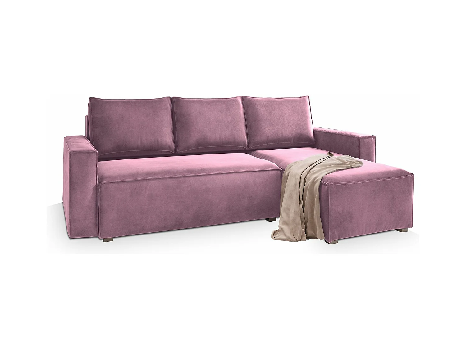 Canapé d'angle SILES Parme en velours avec fonction de couchage