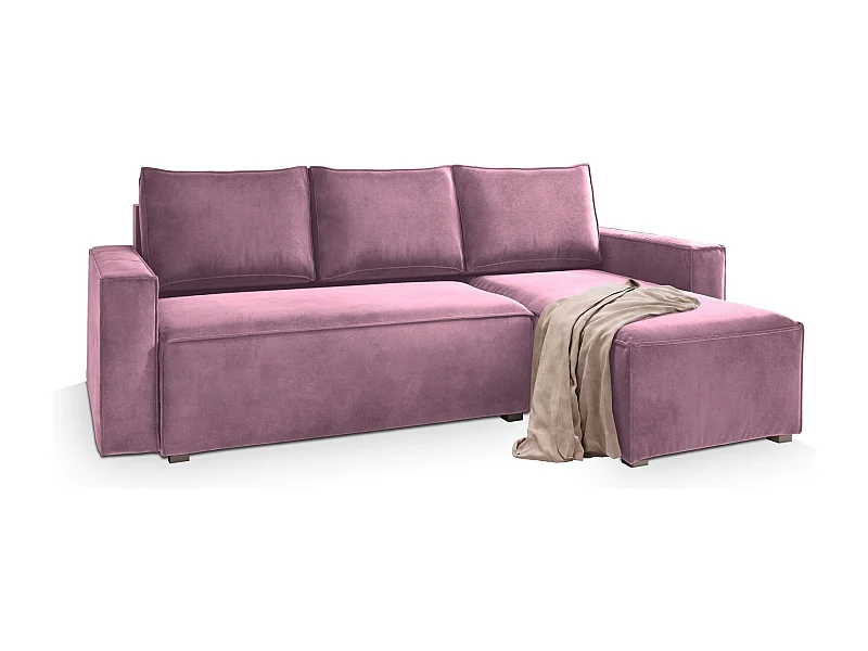 Canapé d'angle SILES Parme en velours avec fonction de couchage