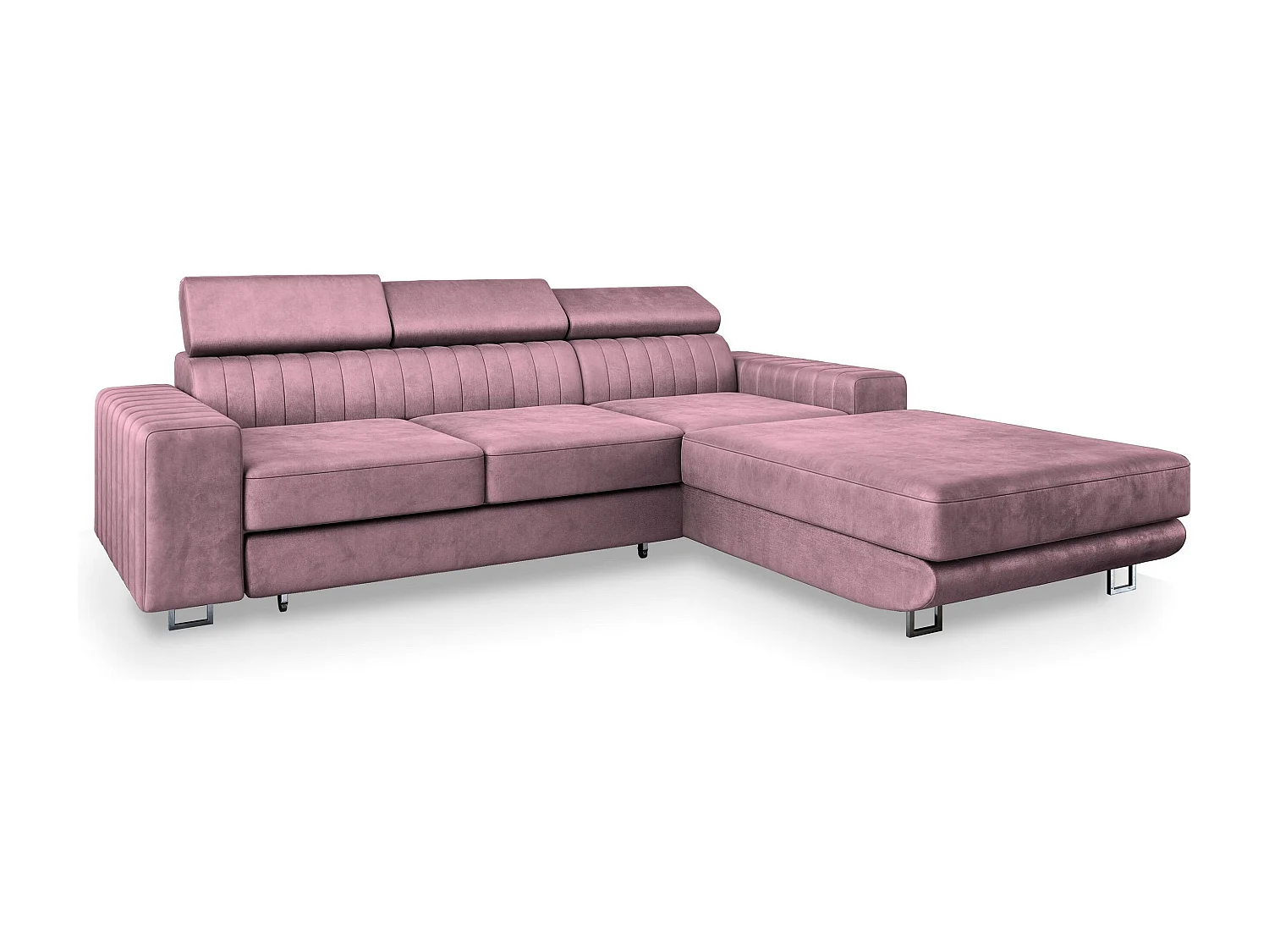Canapé d'angle NOTO Parme en velours avec fonction de couchage