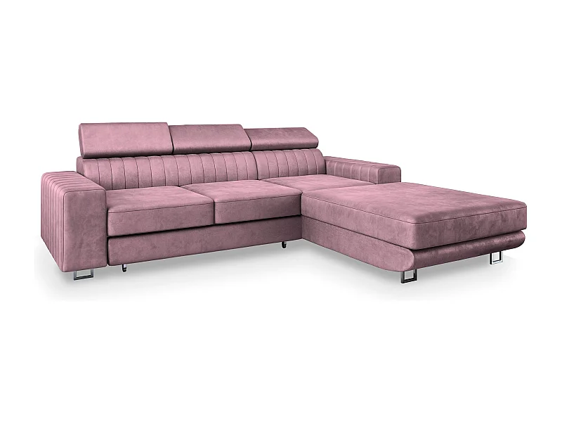Canapé d'angle NOTO Parme en velours avec fonction de couchage
