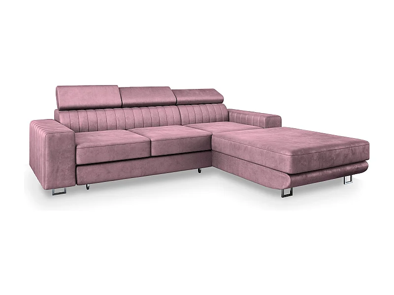 Canapé d'angle NOTO Parme en velours avec fonction de couchage