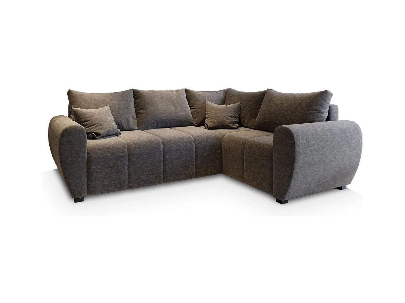 Canapé d'angle MADISON Gris clair en tissu texturé avec fonction de couchage