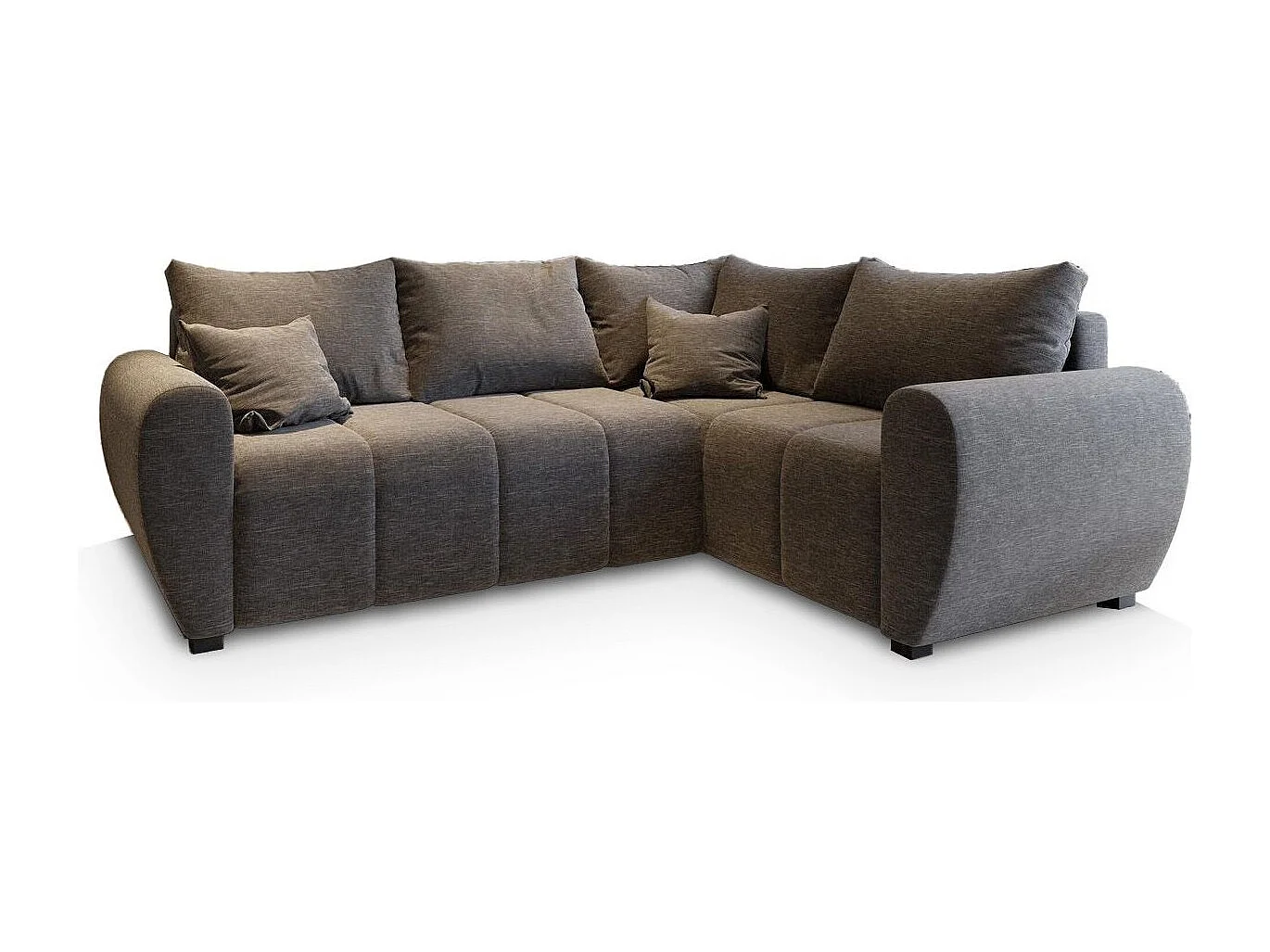 Canapé d'angle MADISON Gris clair en tissu texturé avec fonction de couchage