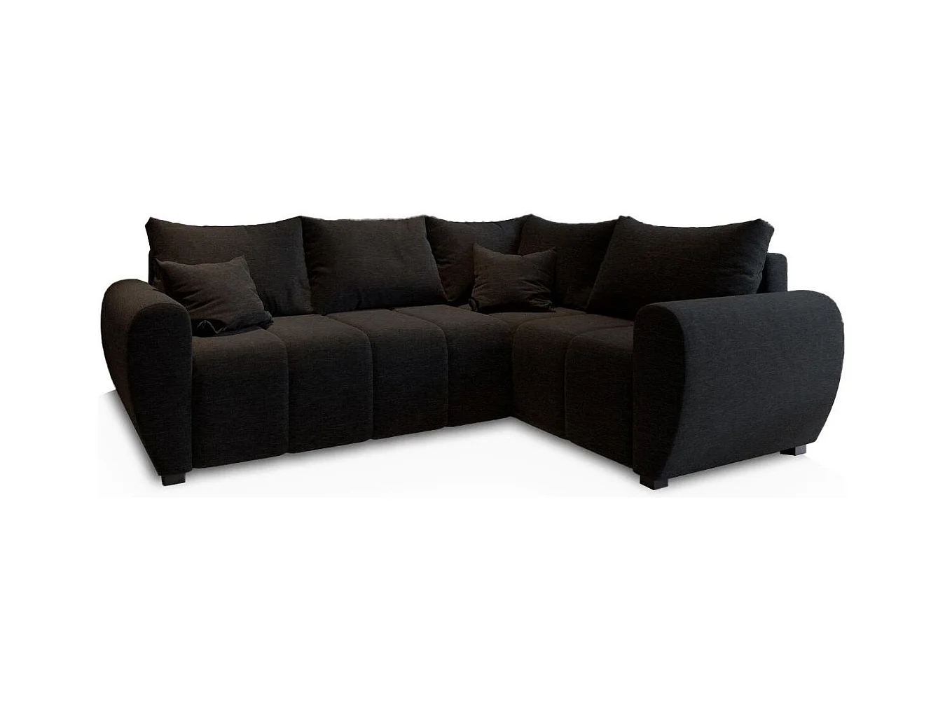 Canapé d'angle MADISON Noir en tissu texturé avec fonction de couchage