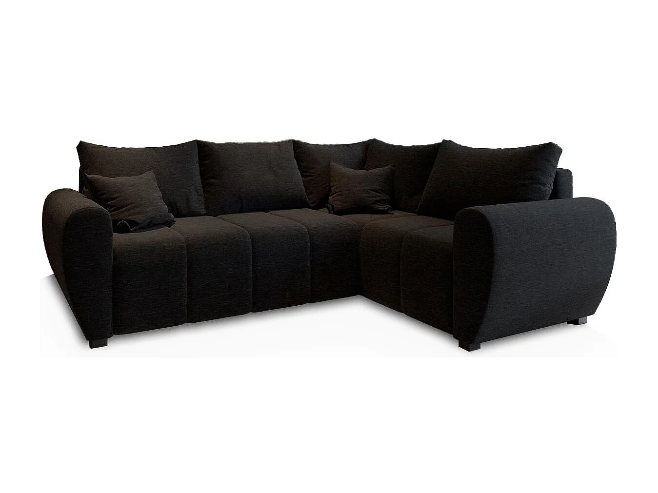 Canapé d'angle MADISON Noir en tissu texturé avec fonction de couchage