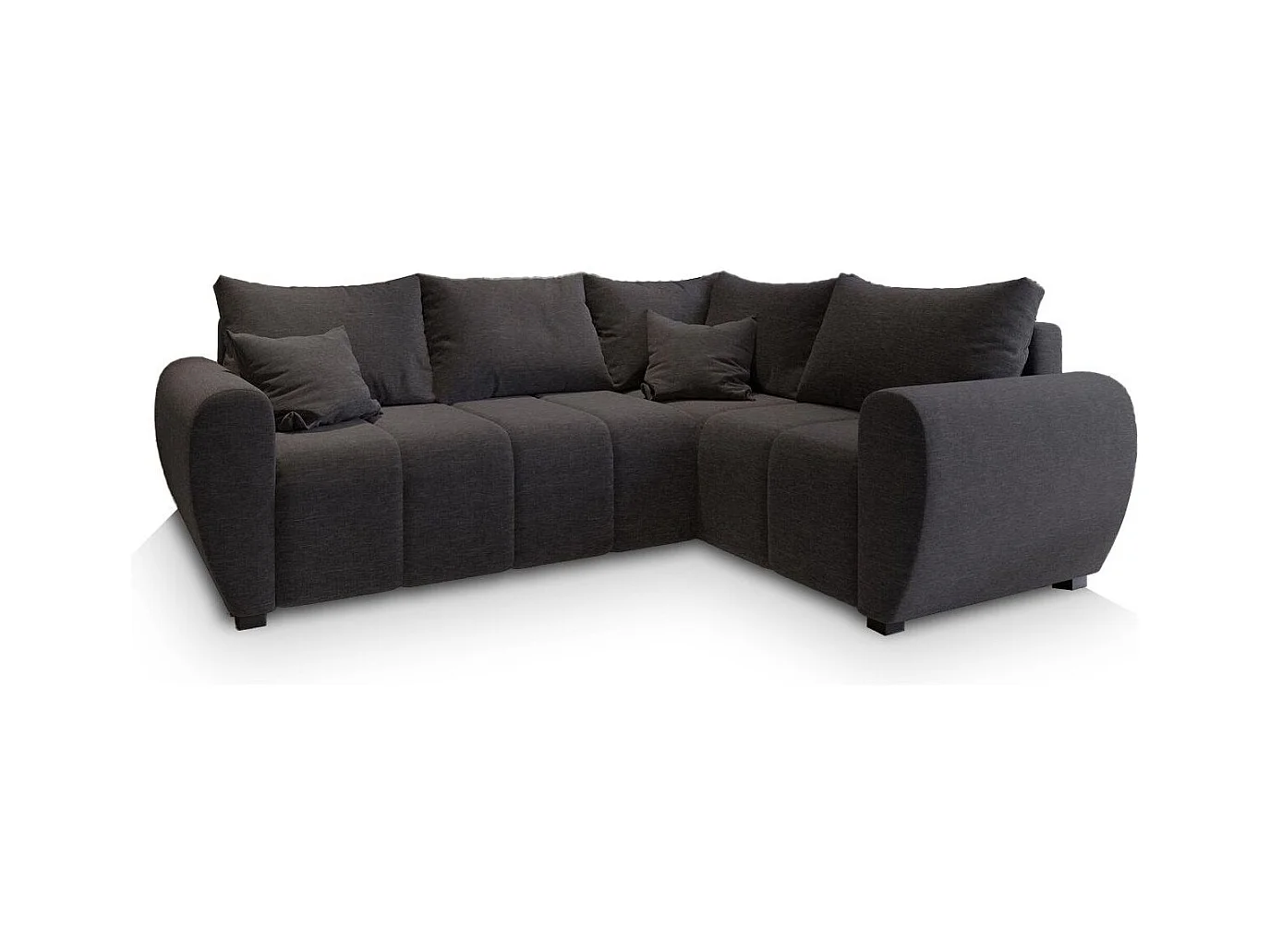 Canapé d'angle MADISON Gris en tissu texturé avec fonction de couchage