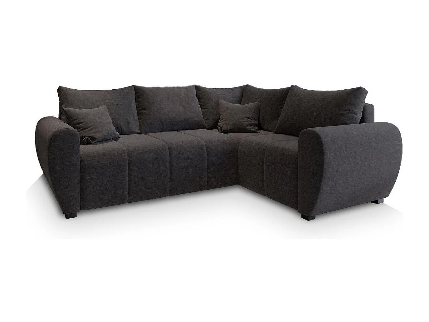 Canapé d'angle MADISON Gris en tissu texturé avec fonction de couchage