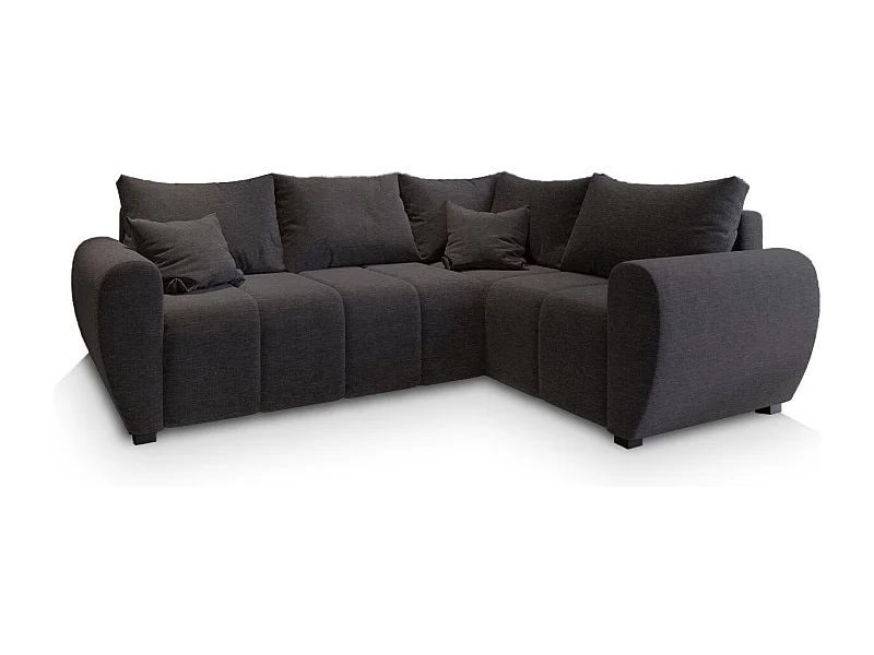 Canapé d'angle MADISON Gris en tissu texturé avec fonction de couchage