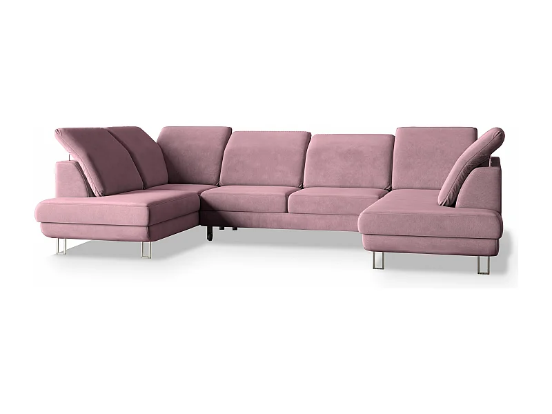 Canapé d'angle TERAMO Parme en velours avec fonction de couchage