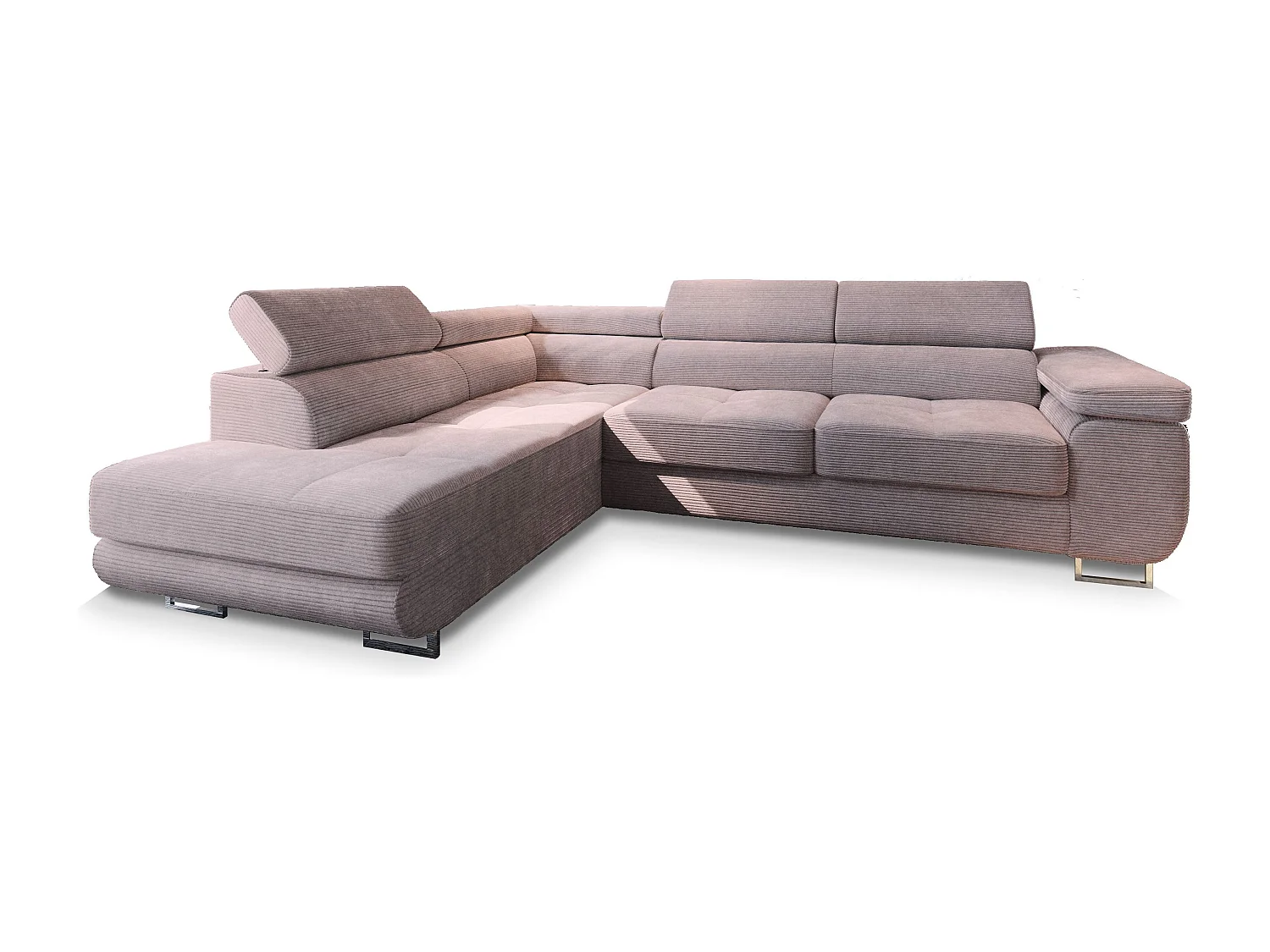 Canapé d'angle APIRO Parme en velours côtelé avec fonction de couchage