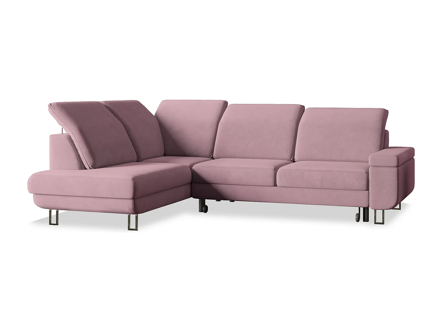 Canapé d'angle LERMA Parme en velours avec fonction de couchage