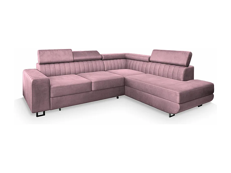 Canapé d'angle NOLA Parme en velours avec fonction de couchage