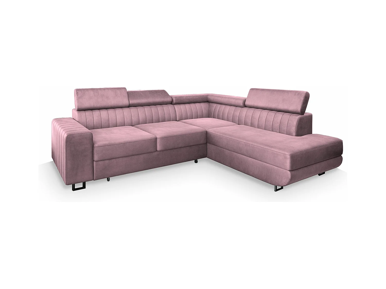 Canapé d'angle NOLA Parme en velours avec fonction de couchage