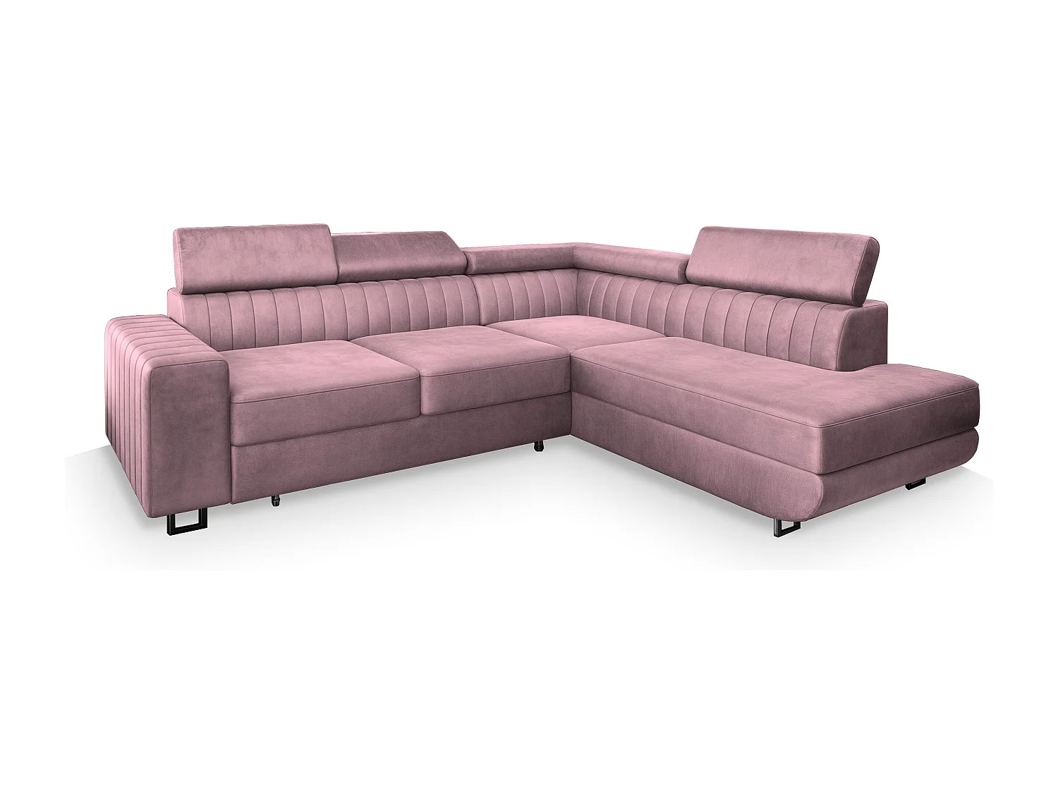 Canapé d'angle NOLA Parme en velours avec fonction de couchage