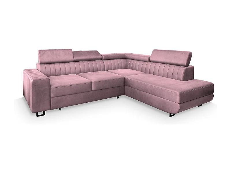 Canapé d'angle NOLA Parme en velours avec fonction de couchage