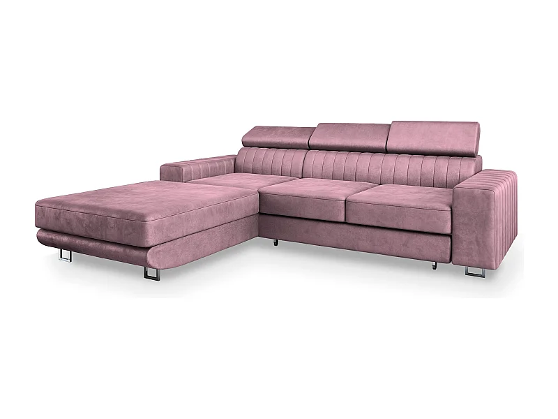 Canapé d'angle NOTO Parme en velours avec fonction de couchage