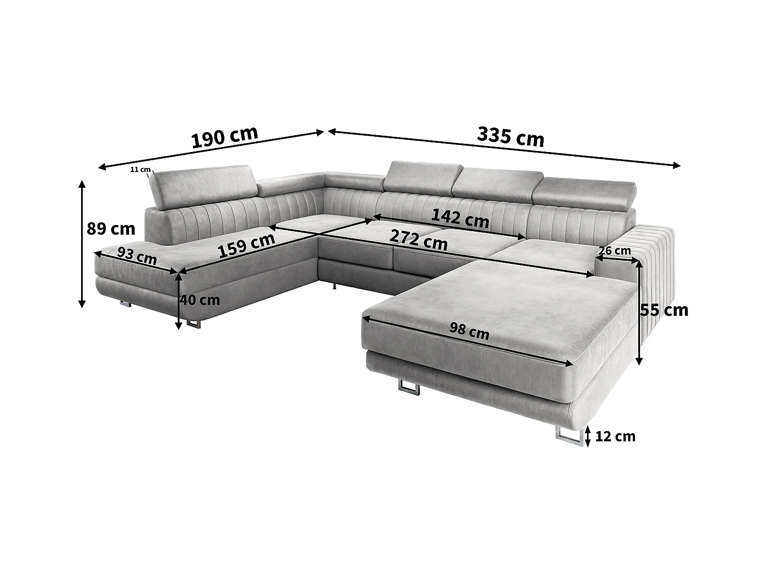 Canapé d'angle SIENA Parme en velours avec fonction de couchage